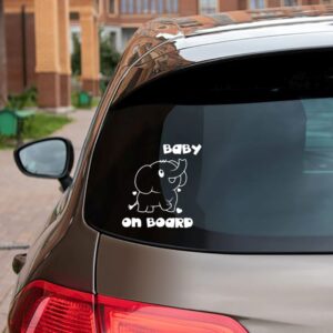 Sticker auto, Baby on Board, Elefant