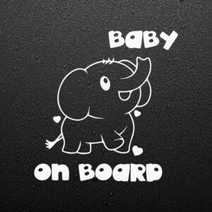 Sticker auto, Baby on Board, Elefant