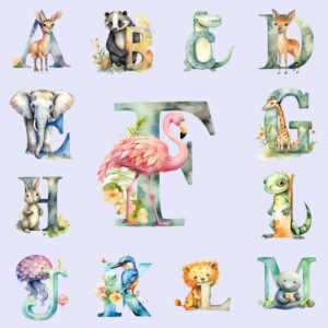 Litere autoadezive, cu animale, pentru copii, Animale v1