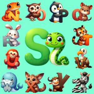 Litere autoadezive, cu animale, pentru copii, Animale v2