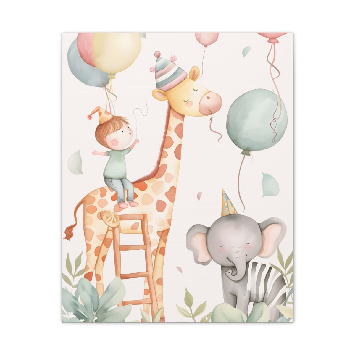 Tablou canvas, pentru cameră de copii, cu animale, baloane - imagine 3