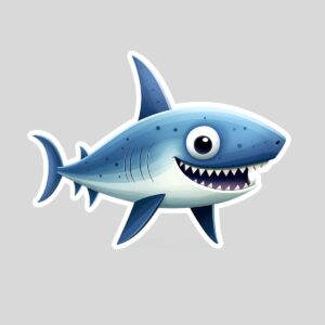 Sticker copii, autoadeziv, rechinul albastru