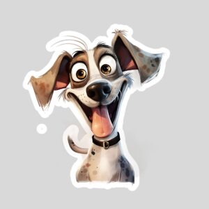 Sticker copii, autoadeziv, câine vesel