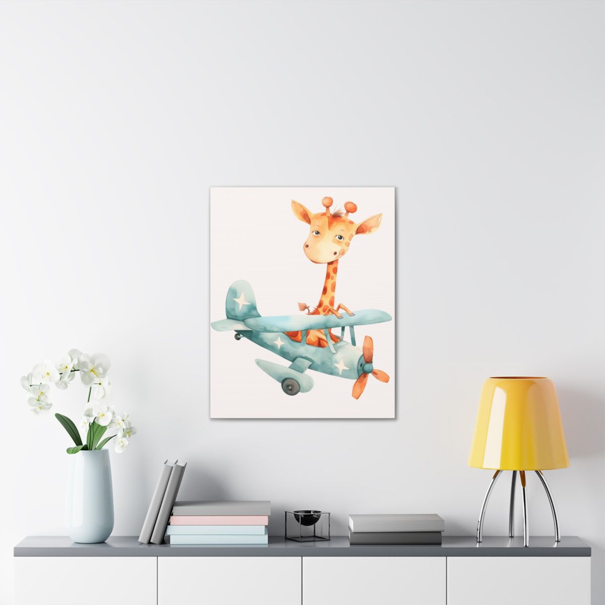 Tablou canvas, pentru cameră de copii, Girafă, avion v2 - imagine 2